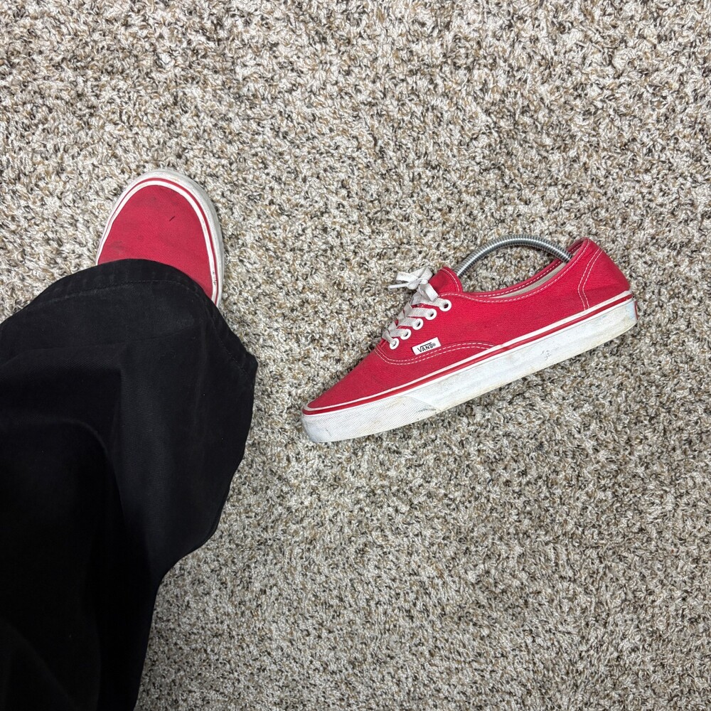 Vans Authentic Red Canvas Sneakers Men's 10 Classic Skate Shoes